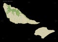 Futuna Island - Wallis and Futuna shape on black. Topo Humanitar