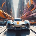 Future abstract style,design car photorealistic, symmetric and realistic bodies design, Â«Urban Landscapes