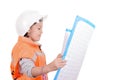 Future architect smiling and holding plans Royalty Free Stock Photo