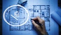 Future of Architecture - Smart Home Blueprint Technology Royalty Free Stock Photo