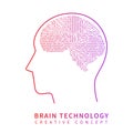 Future artificial intelligence technology. Mechanical brain creative idea vector concept