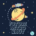 Future Astronaut - Cute cartoon print with planet in space. Royalty Free Stock Photo