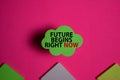 Future Begins Right Now write on a sticky note isolated on Office Desk