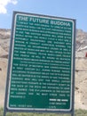 information board regarding the Future Buddha in Ladakh, India Royalty Free Stock Photo