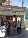 Tourists and pilgrims at the Future Buddha temple in Ladakh, India Royalty Free Stock Photo