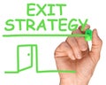 Future Business Hand with Green Pen Writing Exit Strategy