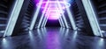 Future Circle Triangle Neon Glow Retro Purple Blue Modern Sci Fi Futuristic Laser Stage Alien Spaceship Dark Corridor Tunnel Empty Royalty Free Stock Photo