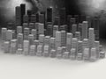 Future city architecture in cosmos planet background in gray and blackcolor Royalty Free Stock Photo