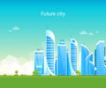 Future city. Eco-friendly, smart, modern city. Landscape, high-rise buildings.