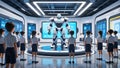 Future Classroom: Interactive Learning with Advanced Robotics Royalty Free Stock Photo