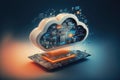 The Future is in the Clouds: Cloud Computing Technology. Generative Ai Royalty Free Stock Photo