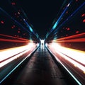 Colorful futuristic tunnel with bytes and neon lights Royalty Free Stock Photo