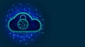 Future cyber security technology. Cloud data or network protection with padlock symbol on abstract blue background. Secure digital Royalty Free Stock Photo