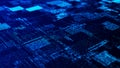 Future digital cyberspace. Sorting and analysis digital data. Technology matrix algorithm. Security storage data. 3d rendering Royalty Free Stock Photo