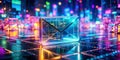 Future of Email A Holographic Interface in a Futuristic Setting Captured with Stunning TiltShift Photography Royalty Free Stock Photo