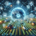 Future Farm Network Interconnected holographic web showing mod