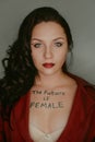 Future is female, Female empowerment, strong women, girl power, feminism, women`s rights, gender equality concept. Portrait of