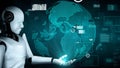 Future financial technology controll by AI robot huminoid uses machine learning Royalty Free Stock Photo