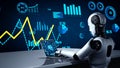Future financial technology controll by AI robot huminoid uses machine learning Royalty Free Stock Photo