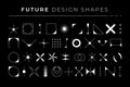 Future geometric brutalist shapes. Simple primitive bold forms for poster art abstract decorative figures. Vector design