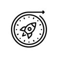 Black line icon for Future, rocket and spcaeship Royalty Free Stock Photo