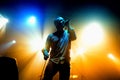 Future Islands (synthpop electronic dance band) performs at Razzmatazz stage Royalty Free Stock Photo