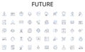 Future line icons collection. eLearning, Digitalization, Online, Distance, Remote, Internet-based, Interactive vector