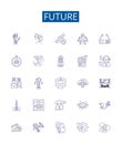 Future line icons signs set. Design collection of Futurity, Prospect, Later, Outlook, Foresee, Destiny, Coming, Endure Royalty Free Stock Photo