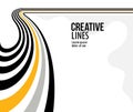 Future lines in 3D perspective vector abstract background, black and yellow linear composition.