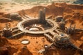 Future Mars base or scientific facility. Mars colonization concept.