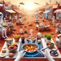 The Future on Mars: When Technology Meets Culinary Art. Royalty Free Stock Photo