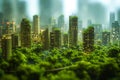 Future metropolis Green cityscape envisions eco friendly urban living