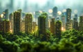 Future metropolis Green cityscape envisions eco friendly urban living