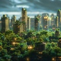 Future metropolis Green cityscape envisions eco friendly urban living