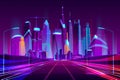 Future metropolis highway neon cartoon vector Royalty Free Stock Photo