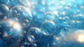 Future modern illustration with a light bubble effect of freshness and purity on a blue background. Bubble force field