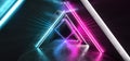 Future Neon Lights Laser Glowing Purple Blue Pink Triangle Shaped Sci Fi Futuristic Tunnel Corridor Garage Hallway Alien