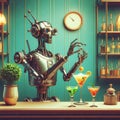 Robots making delicious cocktails in futuristic bars all over the world in the near future