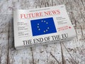 Future Newspaper Concept: The End of The EU, 3d illustration