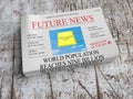 Future Newspaper Concept: World Population Reaches Nine Billion, 3d illustration
