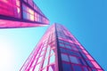 Future-oriented Pink blue skyscraper. Generate Ai