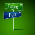 Future past direction road sign. Royalty Free Stock Photo