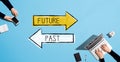 Future or past with people working together Royalty Free Stock Photo