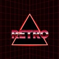 Future retro line background of the 80s. Vector futuristic synth retro wave illustration in 1980s posters style. Royalty Free Stock Photo