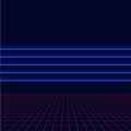 Future retro line background of the 80s. Vector futuristic synth retro wave illustration in 1980s posters style. Royalty Free Stock Photo