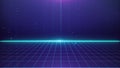 Future Retro Sci-Fi Background Futuristic landscape of the 80`s. Digital Cyber Surface. Suitable for design in the style of the