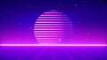 Future Retro Sci-Fi Background Futuristic landscape of the 80`s. Digital Cyber Surface. Suitable for design in the style of the