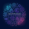 Future round vector colored illustration in thin line style Royalty Free Stock Photo