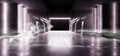 Future Sci Fi Smoke Neon Laser Spaceship Future Dark Corridor Glowing Purple Red Blue  Concrete Grunge Hallway Virtual Reality Royalty Free Stock Photo