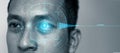 Future security data by biometrics eye scanning.